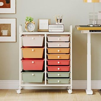 12-Drawer Utility Rolling Cart with Drawers Multi-Use Storage