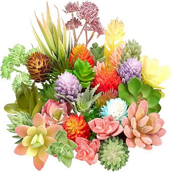 Mini Succulent Plants Set of 32 Faux Decor