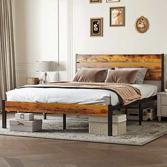 Metal Platform Bed Frame Mattress Foundation with Headboard and Footboard
