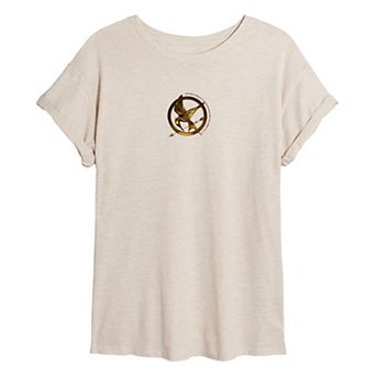 Juniors' The Hunger Games Mockingjay Pin Oversized Tee