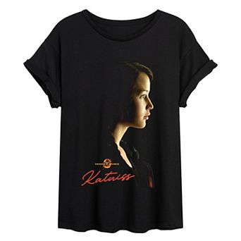 Juniors' The Hunger Games Katniss Portrait Oversized Tee
