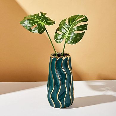Vertical Stripe Ceramic Flower Vase