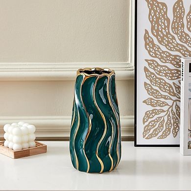 Vertical Stripe Ceramic Flower Vase