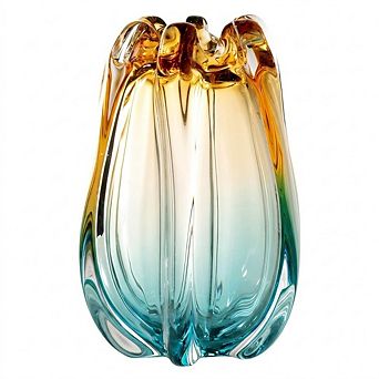 Hand Blown Glass Flower Vase Wide Mouth