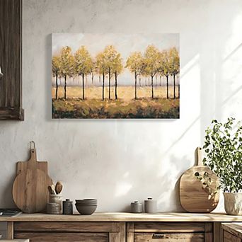 Aurora Ascent Framed Canvas Autumn Forest Tree Wall Art 24x36 Inch