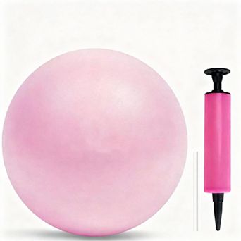9 Inch Pink Mini Pilates Ball with Pump for Core Workout Physical Therapy Home Office