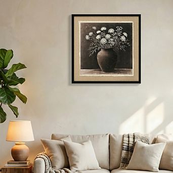 Aurora Ascent Abstract White Flower Bouquet Canvas Art, Rustic Pot Print 24x36inch