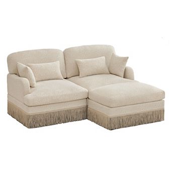 Homy Casa Tucson Leopard Print Sectional Sofa with Ottoman and Tassel Trim