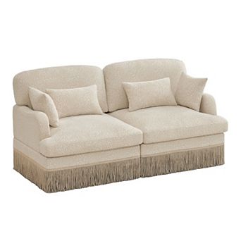 Homy Casa Tucson Leopard Print Chenille Modular Loveseat Sofa with Tassel Trim