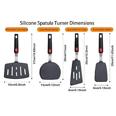4-Piece Silicone Spatula Set, 600°F Heat Resistant, Nonstick, BPA-Free Kitchen Utensils