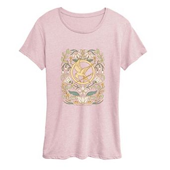Women's The Hunger Games Mockingjay Pin Floral Graphic Tee