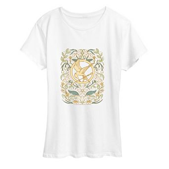 Women's The Hunger Games Mockingjay Pin Floral Graphic Tee