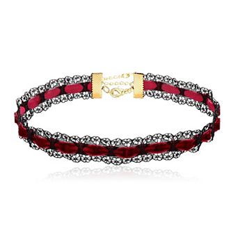 Black and Red Velvet Choker for Women