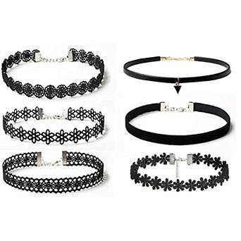 6 pc Black Lace Choker Set for Women