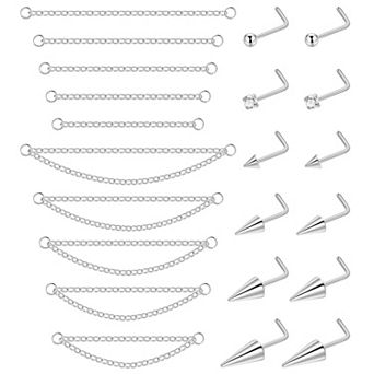 22 pc Nose Ring and Chain Set