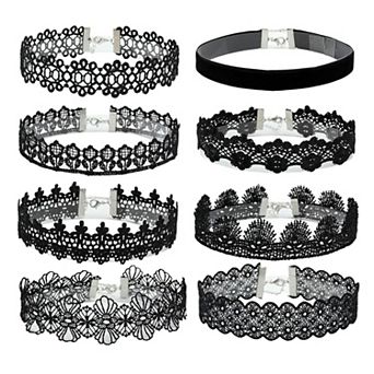 8 pc Gothic Velvet Choker Set