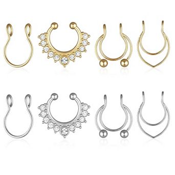 8 pc Fake Septum Nose Ring Set