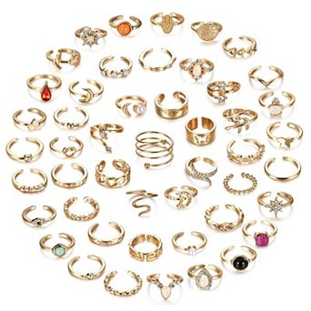 48 pc Adjustable Open Toe Rings Set