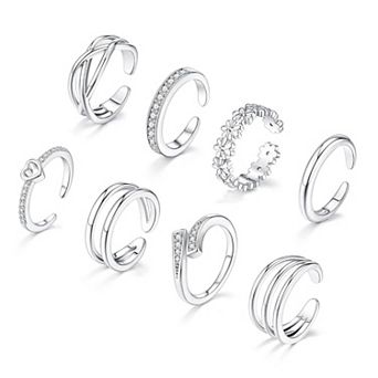 8 pc Adjustable Toe Rings Women Set
