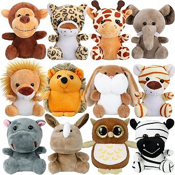Mini Safari Plush Bulk 12 Pack Keychain Toys