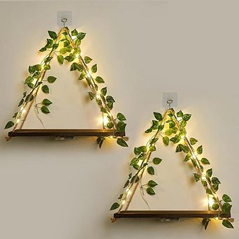 Triangle Floating Wall Shelves Leaf Design