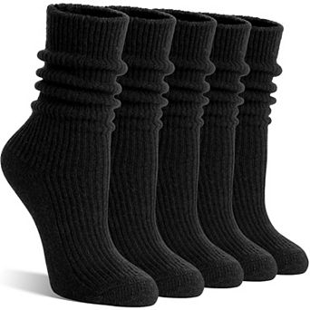 5 Pairs Merino Wool Winter Thermal Slouch Boot Socks Cozy Warm Knit