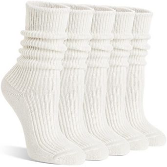 5 Pairs Merino Wool Winter Thermal Slouch Boot Socks Cozy Warm Knit