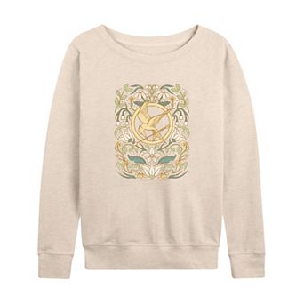 Women's The Hunger Games Mockingjay Pin Floral French Terry Long Sleeve Tee