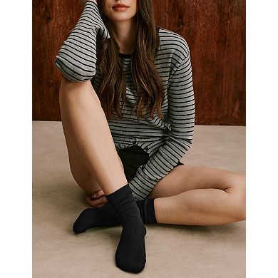 5 Pack Casual Cushioned Slouchy Crew Socks For Women Retroton Comfort