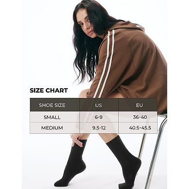 5 Pack Casual Cushioned Slouchy Crew Socks For Women Retroton Comfort