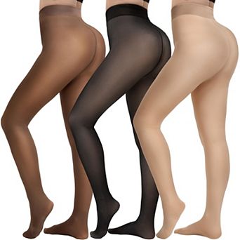 3 Pairs Fleece Lined Women Tights Warm Thermal Winter Leggings