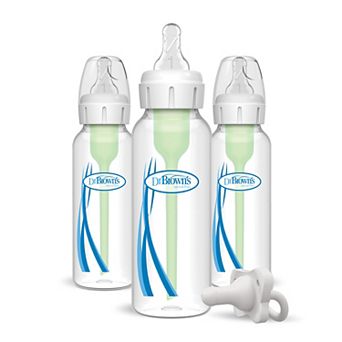 Dr. Brown's Narrow Anti-Colic Baby Bottle 3-Pack & HappyPaci