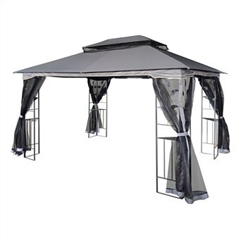 13x10 FT Outdoor Patio Gazebo Canopy with Double Vent Roof & Removable Mosquito Netting