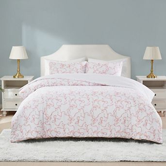 Truly Soft Printed Bow Microfiber Duvet Cover Set