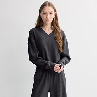 Juniors' SO® Waffle Popover Hoodie
