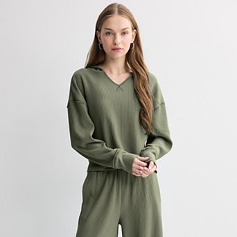 Juniors' SO® Waffle Popover Hoodie