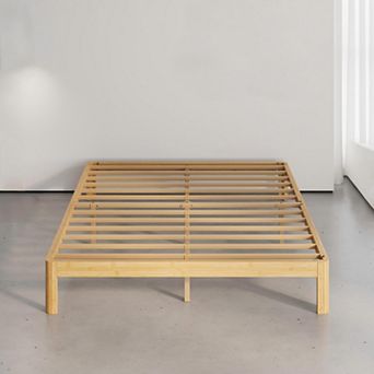 HOMZENE Bed Frame, Solid Wood Platform Bed Frame with Metal Legs,No Box Spring Needed