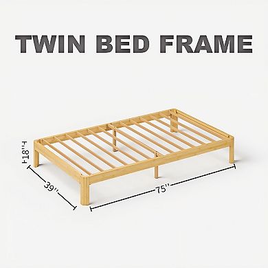 HOMZENE Bed Frame, Solid Wood Platform Bed Frame with Metal Legs,No Box Spring Needed
