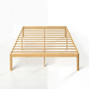 HOMZENE King Bed Frame, Solid Wood Platform Bed Frame with Slats Support, No Box Spring Needed