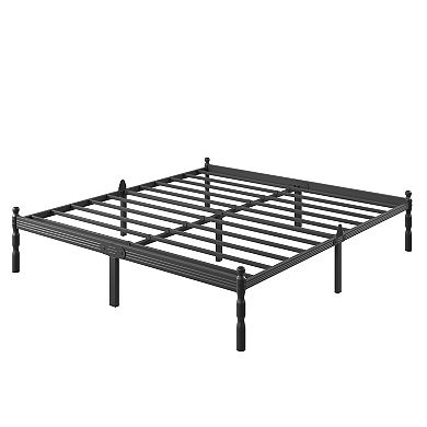 HOMZENE Bed Frame with Slats, No Box Spring Needed, Metal Platform Bed Frame, Easy Assembly