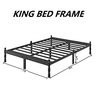 HOMZENE Bed Frame with Slats, No Box Spring Needed, Metal Platform Bed Frame, Easy Assembly