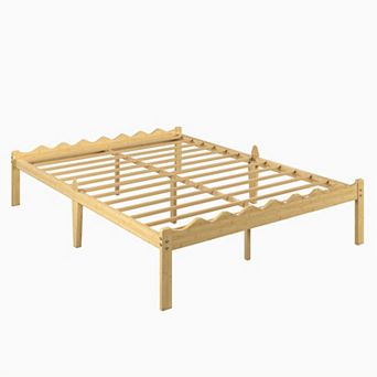 HOMZENE Bed Frame, Solid Wood Platform Bed Frame with Storage, No Box Spring Needed