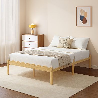 HOMZENE Bed Frame, Solid Wood Platform Bed Frame with Storage, No Box Spring Needed