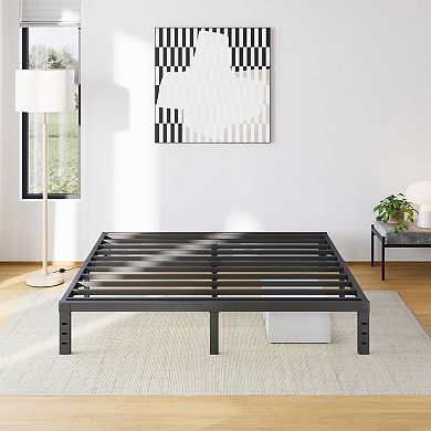 HOMZENE Bed Frame, Metal Platform Bed Frame with Slats, No Box Spring Needed, Easy Assembly