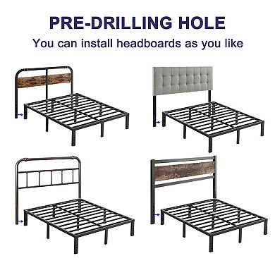 HOMZENE Bed Frame, Metal Platform Bed Frame with Slats, No Box Spring Needed, Easy Assembly