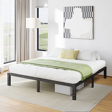 HOMZENE Bed Frame, Metal Platform Bed Frame with Slats, No Box Spring Needed, Easy Assembly
