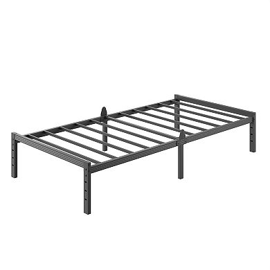 HOMZENE Bed Frame, Black Metal Bed Frame with Slats, No Box Spring Needed, Easy Assembly