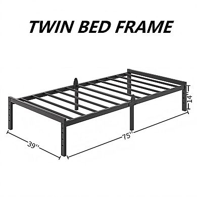 HOMZENE Bed Frame, Black Metal Bed Frame with Slats, No Box Spring Needed, Easy Assembly