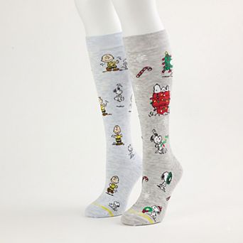 Women's Dr. Motion Peanuts Everyday Compression Knee-High Christmas Socks 2-Pack
