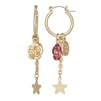 SO® Gold Tone Polished Click-It Hoop Dangle Earrings
